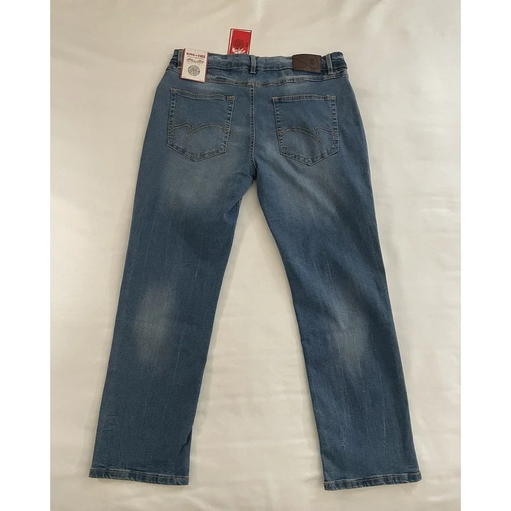 Men's Ring of Fire Straight Fit Jeans Blue Light Casual Size 34W